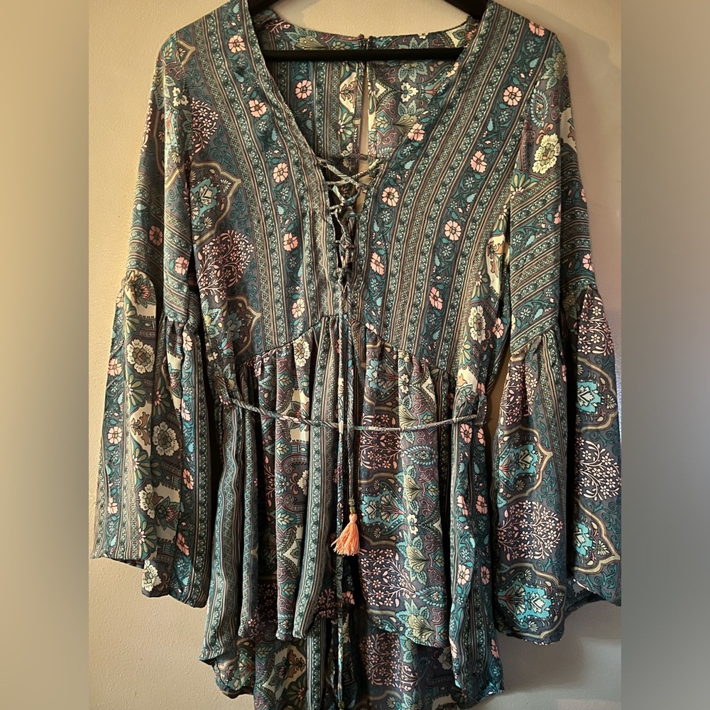 Boho Lace-Up Karma Highway Romper